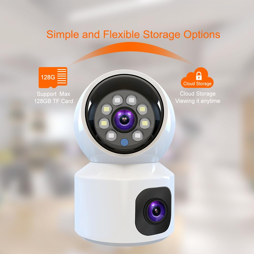 Grousale Supercams Dual Lense 5MP High Resolution Advance Motion Tracking Night Vision NVR Compatible Smart WiFi Indoor Security Camera with TF Card supprt and Two Way Audio