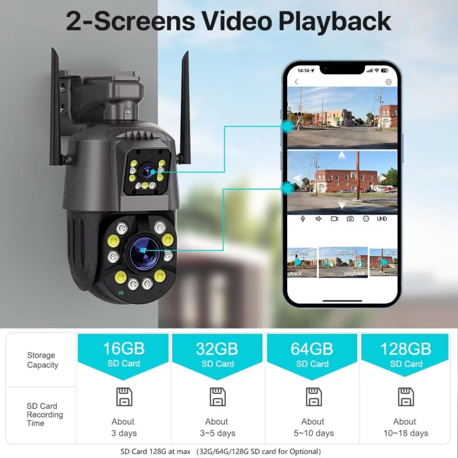 Grousale Falcon 8MP Dual Lens PTZ WiFi Camera – 36X Optical Zoom, Outdoor CCTV, 180m Day/100m Night View, Color Night Vision, 2-Way Audio, ISCEE App