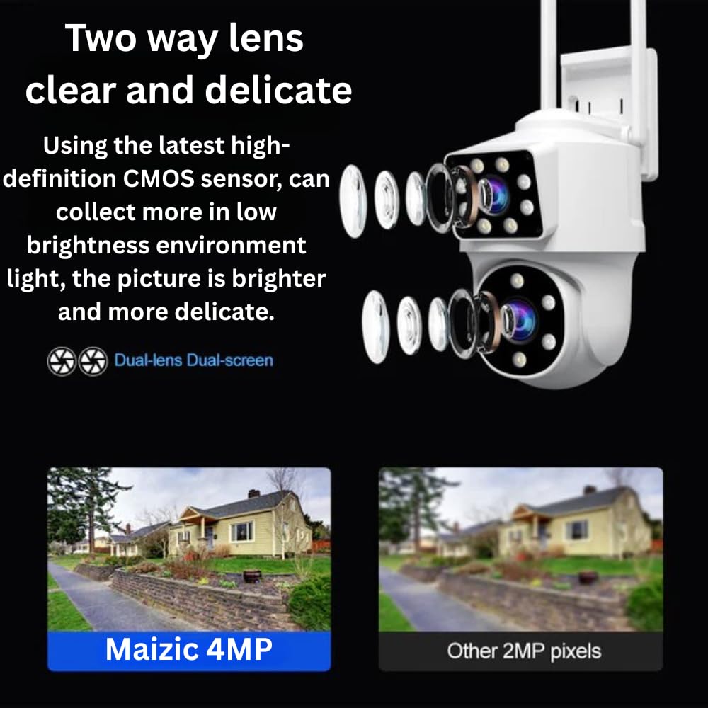 Grousale Ultracam Supercam Dual Lens 5MP WiFi Outdoor CCTV Camera – Color Night Vision, 360° PTZ, Two-Way Audio, AI Motion Detection
