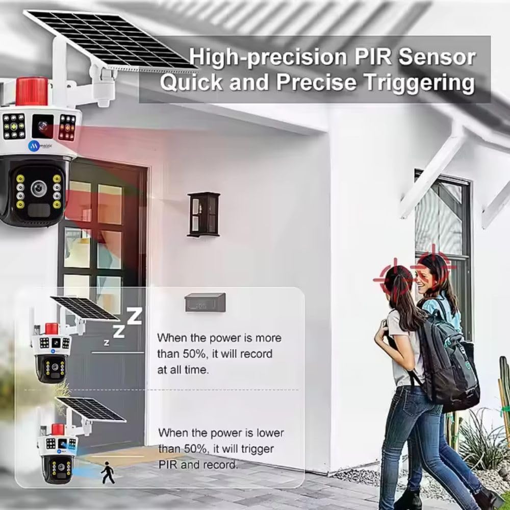 3in1 3K 6 MP Triple View Wireless 4G Sim Solar Camera
