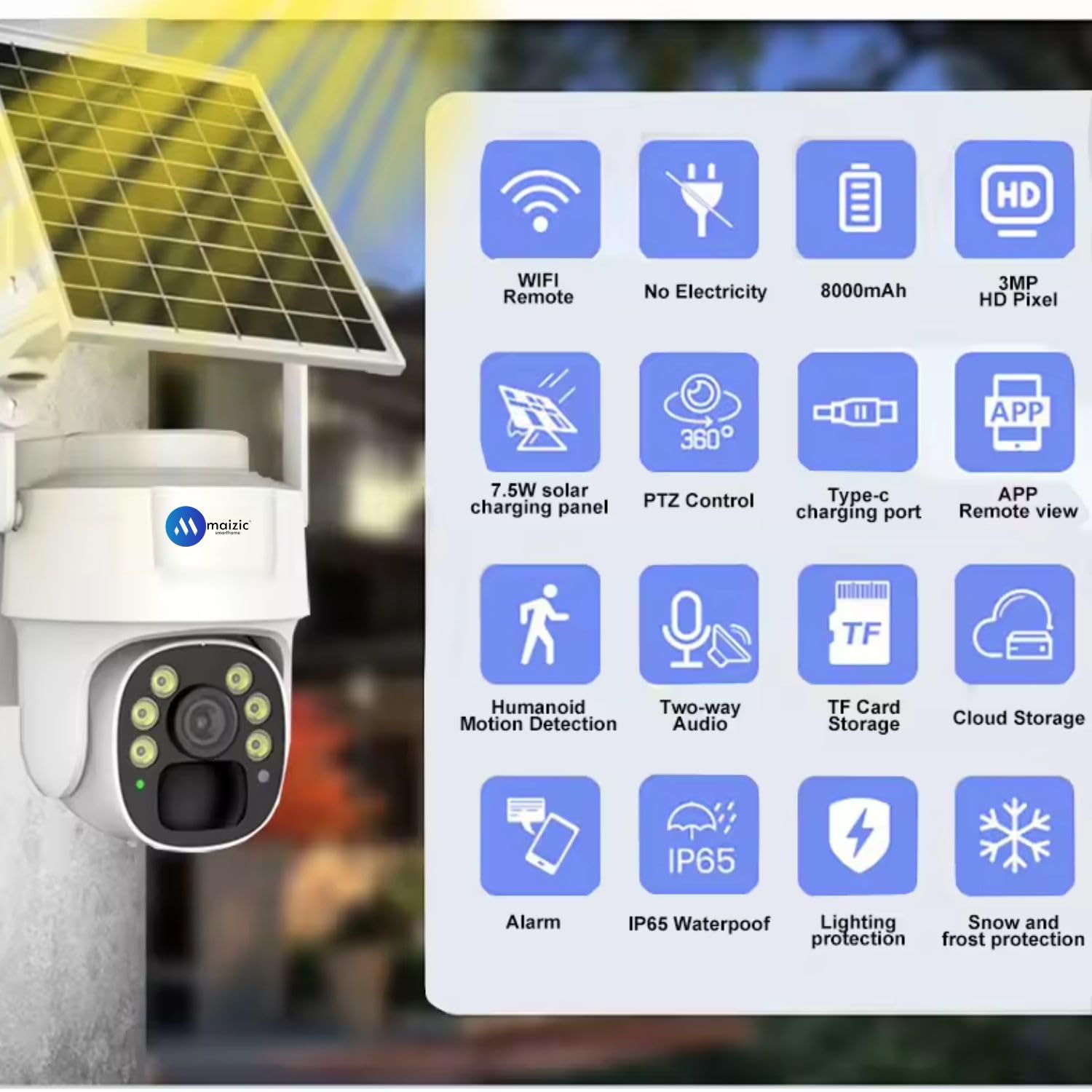 Grousale Big 100 Meter View Black Bull 4G 5MP FHD 1920p Solar Wireless Camera