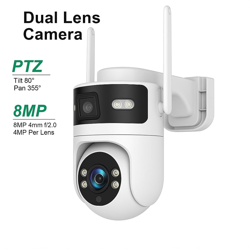 Grousale Supercam Syno WiFi CCTV Camera 4 MP+ 4 MP Full HD Home Security Smart Camera, 360 Degree Coverage, Night Vision, Two-Way Audio, Mobile App, Cloud & SD Card Recording
