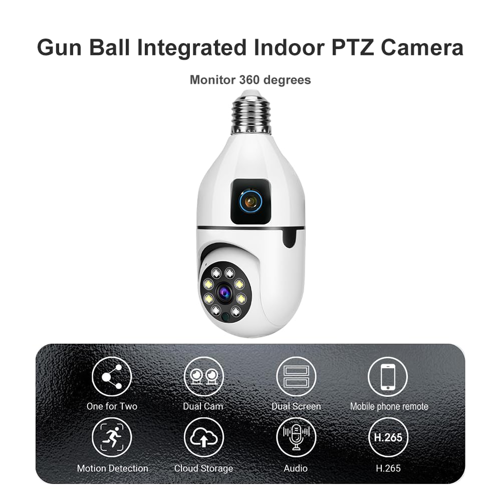 Supercams 2-in-1 Dual Lens Dual Screen Bulb 4MP Wi-Fi Wireless Camera