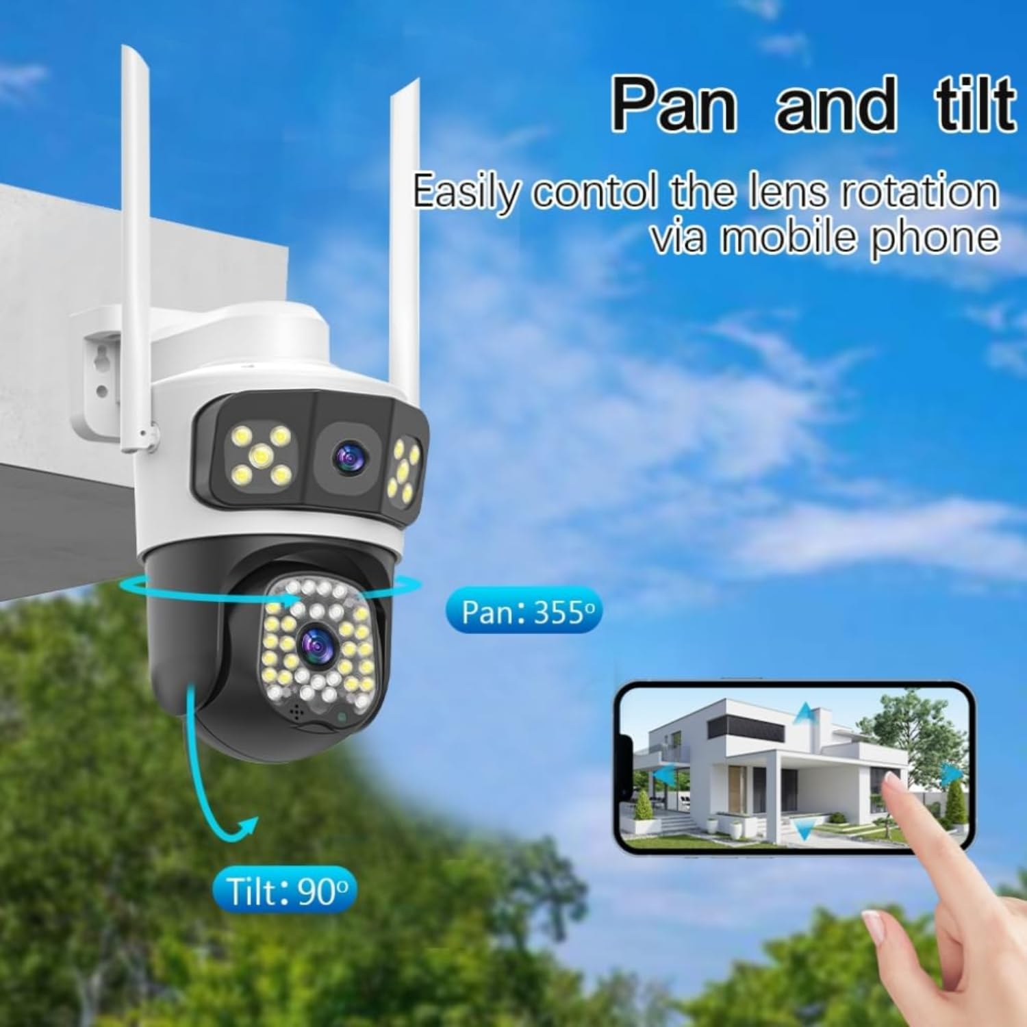 Grousale IRIS Max Dual Lens 5+5MP CCTV | Bullet + 360° PTZ | Color Night Vision | WiFi Outdoor Camera with Motion Detection & IP66 Waterproofing