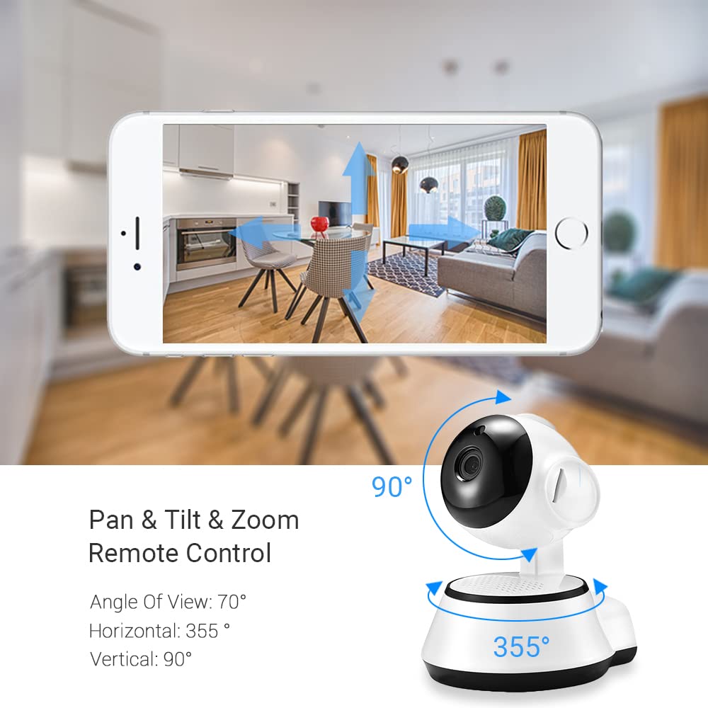 Grousale 3 Mega Pixels White Rudraksha Smart Wi-Fi 1080P IP Night Vision, Two Way Communication, PTZ Indoor Camera