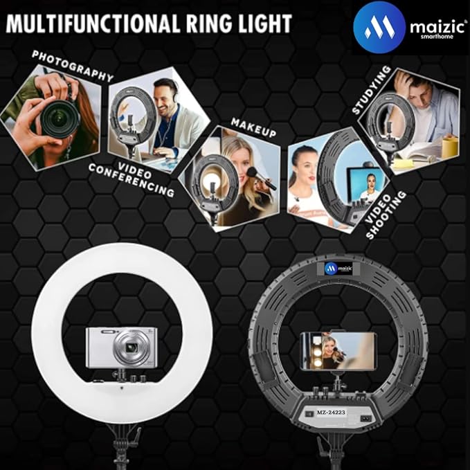 Grousale 12 Inch Ring Light with Tripod | 3 Light Modes | USB Type-A LED Ring light\ Studio light for Makeup, Photography, YouTube & Live Streaming