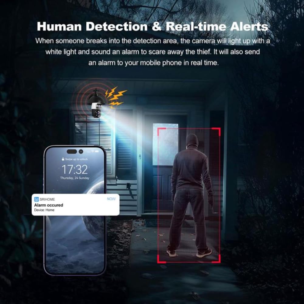 Grousale Ultracam Aura Duo 4MP + 4MP Dual-Lens Bulb Camera | Dual Screen View | Outdoor Wi-Fi CCTV | Color Night Vision | 2-Way Audio | AP Hotspot Support | Smart Home Security