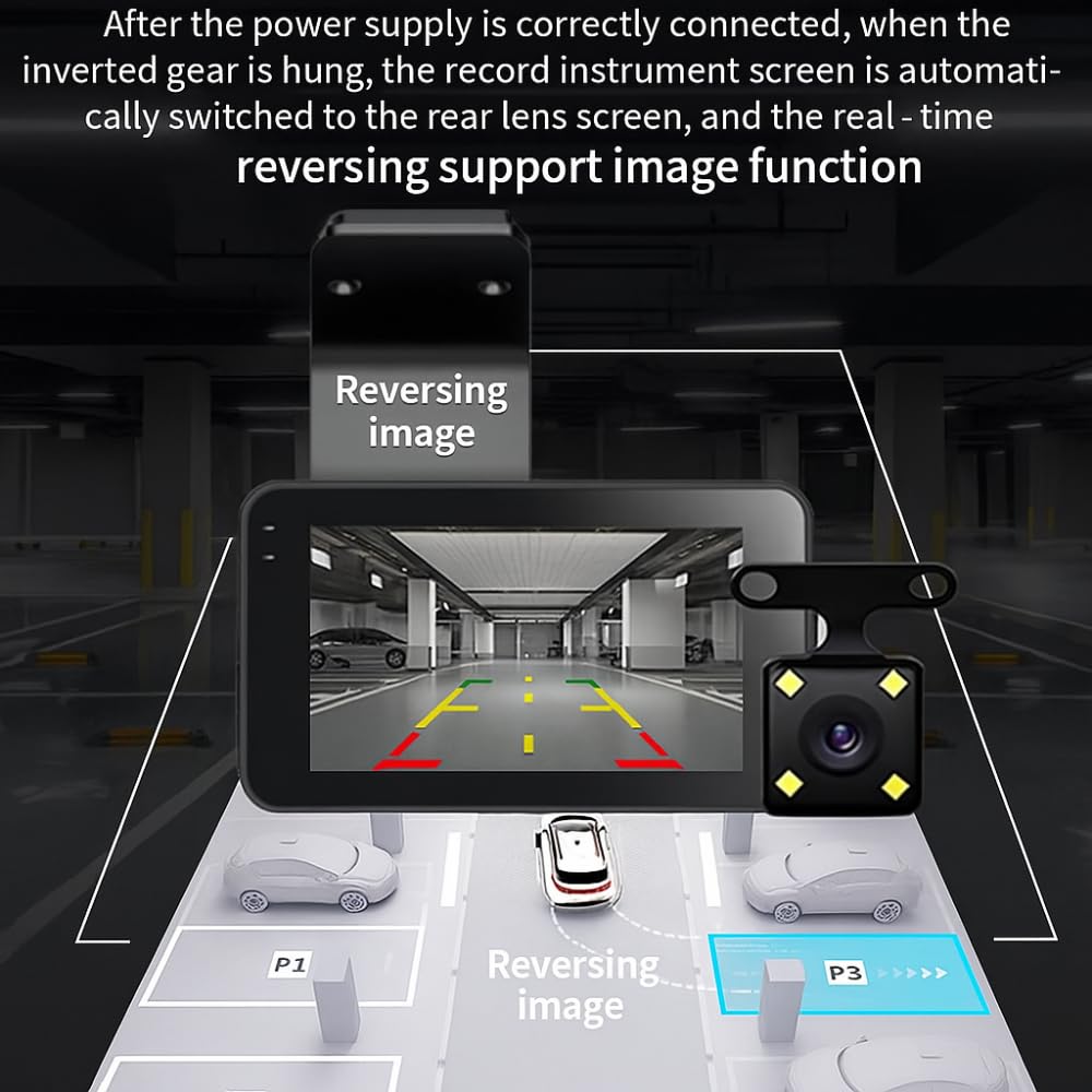 Grousale Navic Duo 4K DashCam – Dual Channel 5MP Front & 1296P Rear, GPS, Wi-Fi, G-Sensor, Night Vision, 3.4" LCD