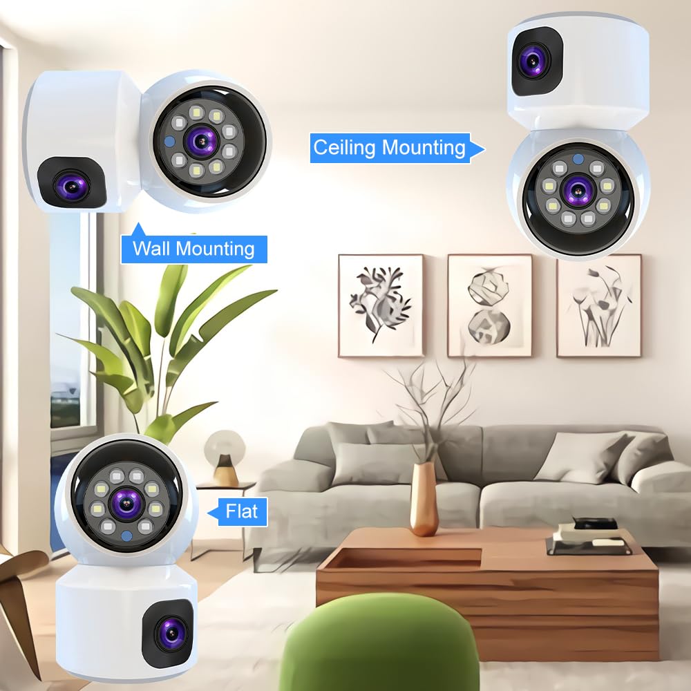 Grousale Supercams Dual Lense 5MP High Resolution Advance Motion Tracking Night Vision NVR Compatible Smart WiFi Indoor Security Camera with TF Card supprt and Two Way Audio