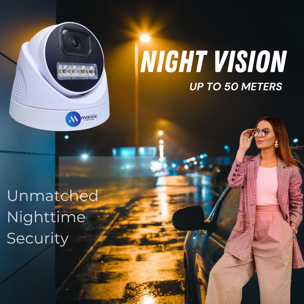 Grousale 2MP Full HD Wide Angle Indoor/Outdoor Dome Wired CCTV Camera, Full Color Night Vision, Compatible with All 2MP Supporting DVRs, IP66 Waterproof Surveillance Camera (White)