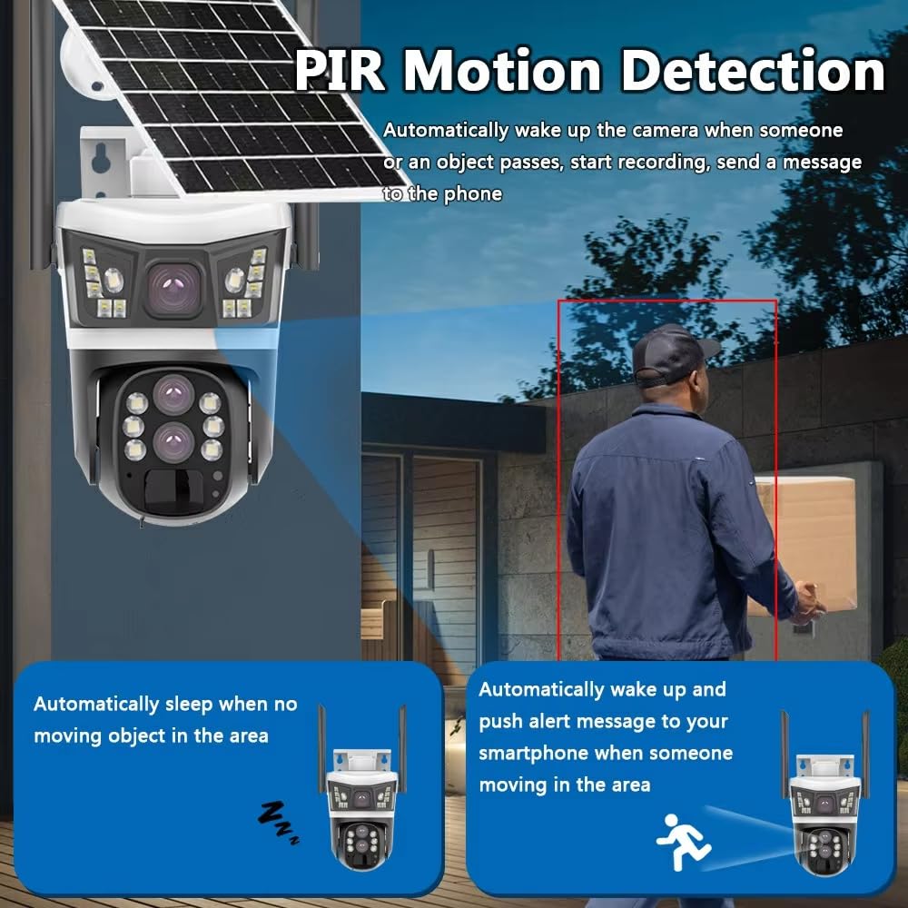 Grousale Opti-Zoom 4G Solar CCTV – 10X Optical Zoom, Dual Lens, 3-Screen View, Motion Detection, Two-Way Audio