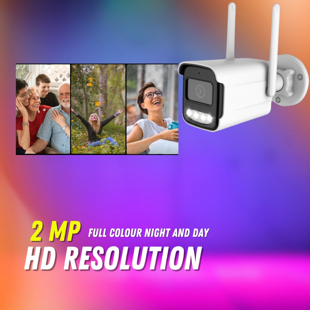 Grousale 2MP Full HD Outdoor Bullet CCTV Camera – Wide Angle, Full-Color Night Vision, IP66 Waterproof, Compatible with All 2MP DVRs (Wired, White)