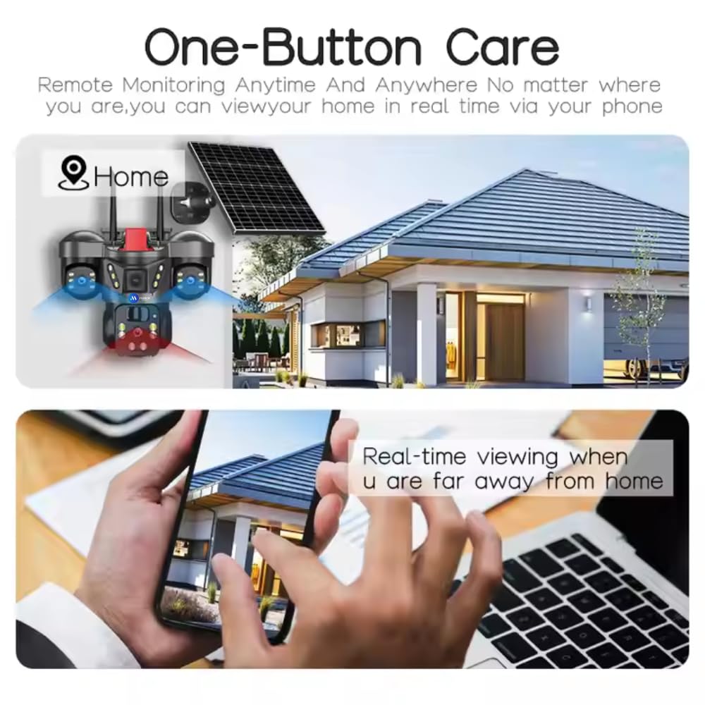 Grousale Trion 4G Solar 5MP Triple Lens Outdoor CCTV – Auto Tracking, Human Detection, Color Night Vision
