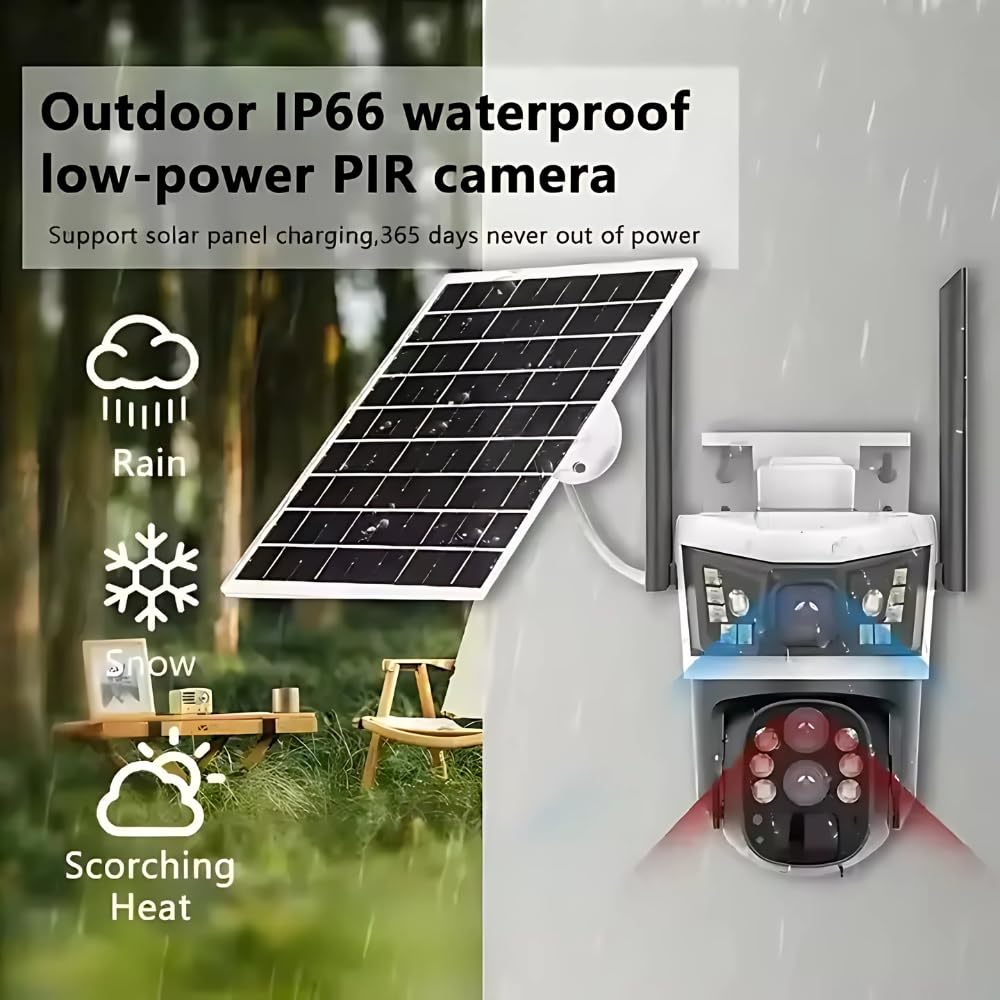 Grousale Opti-Zoom 4G Solar CCTV – 10X Optical Zoom, Dual Lens, 3-Screen View, Motion Detection, Two-Way Audio