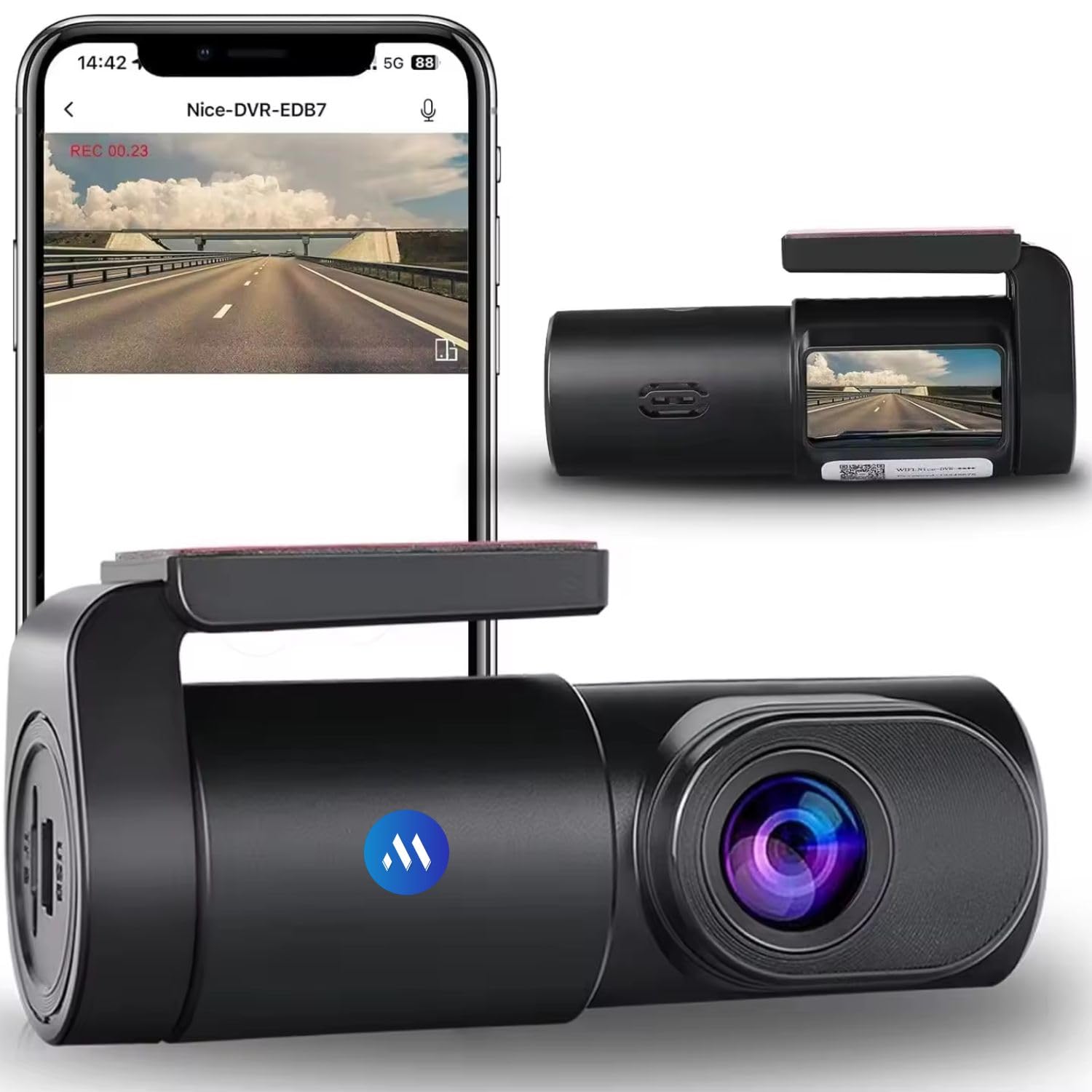 Grousale WiFi Dashcam for Car | Full HD, Color Night Vision, G-Sensor, Parking Mode, Loop Recording, App Control | Android & iOS Compatible