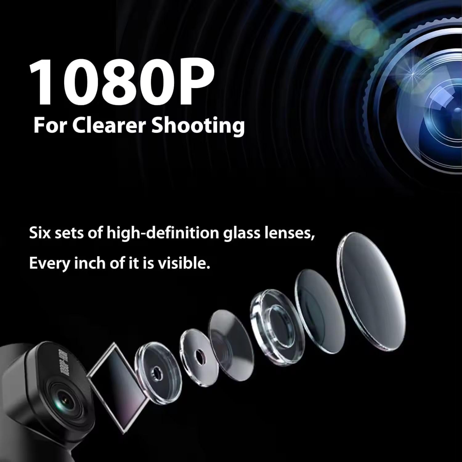 Grousale WiFi Dashcam for Car | Full HD, Color Night Vision, G-Sensor, Parking Mode, Loop Recording, App Control | Android & iOS Compatible
