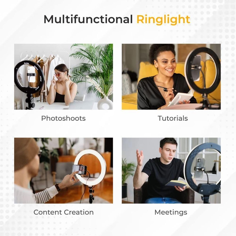 Grousale Professional (12 Inch) Led Ring Light with 7 Feet Tripod Stand for Mobile Phones & Camera, 3 Temperature Mode Dimmable Lighting, Photo-Shoot, Video Shoot, Makeup and More