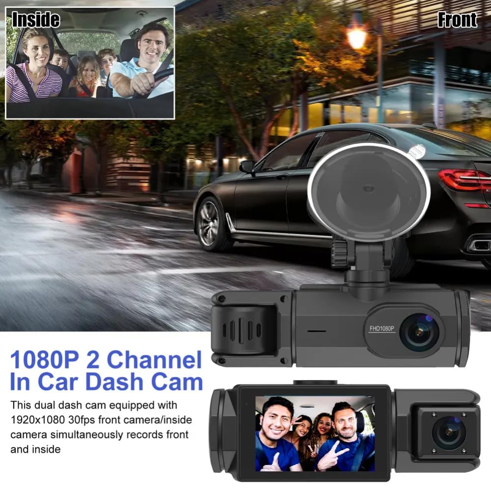 Grousale Triplex 4K 3-Channel Dash Cam – Front, Rear & Cabin, Wi-Fi, G-Sensor, IR Night Vision, 24H Parking Monitor
