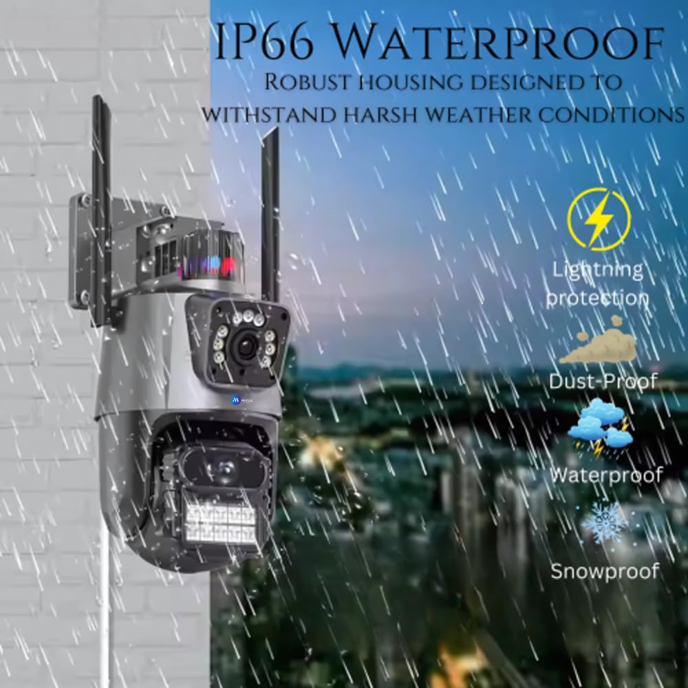 Grousale Supercam TwinView Dual Lens CCTV – 5MP+5MP WiFi Outdoor Camera, Dual Screen, Color Night Vision, IP66, 128GB SD Support