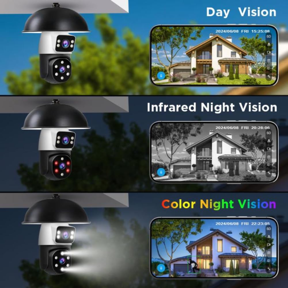 Grousale Ultracam Aura Duo 4MP + 4MP Dual-Lens Bulb Camera | Dual Screen View | Outdoor Wi-Fi CCTV | Color Night Vision | 2-Way Audio | AP Hotspot Support | Smart Home Security