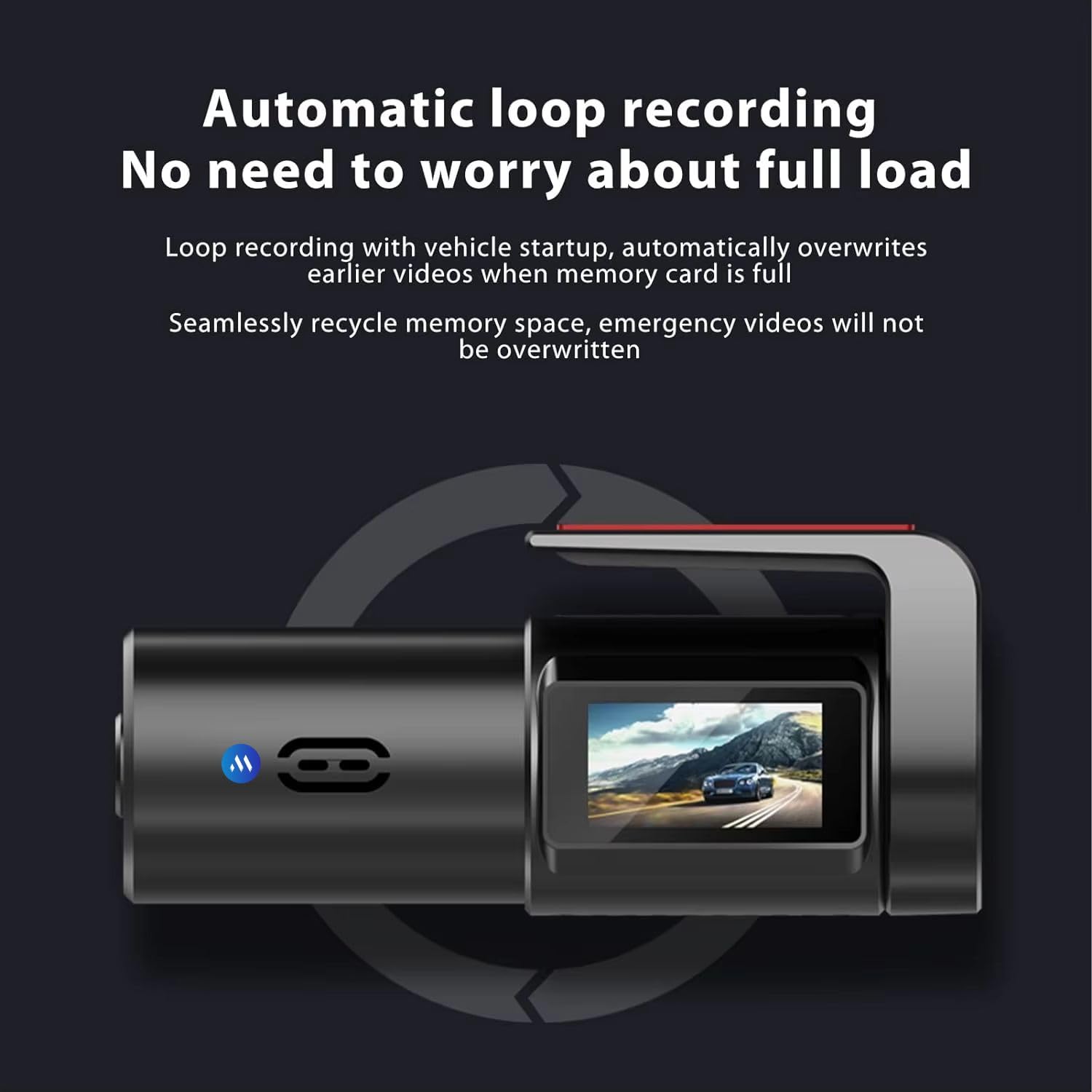 Grousale WiFi Dashcam for Car | Full HD, Color Night Vision, G-Sensor, Parking Mode, Loop Recording, App Control | Android & iOS Compatible