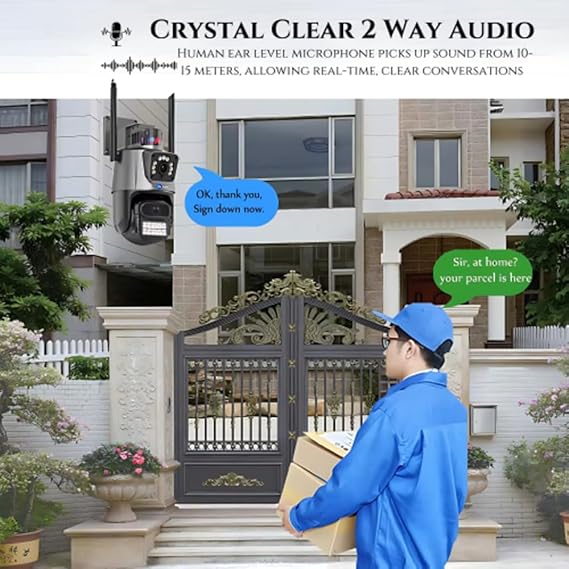 Grousale Supercam TwinView Dual Lens CCTV – 5MP+5MP WiFi Outdoor Camera, Dual Screen, Color Night Vision, IP66, 128GB SD Support