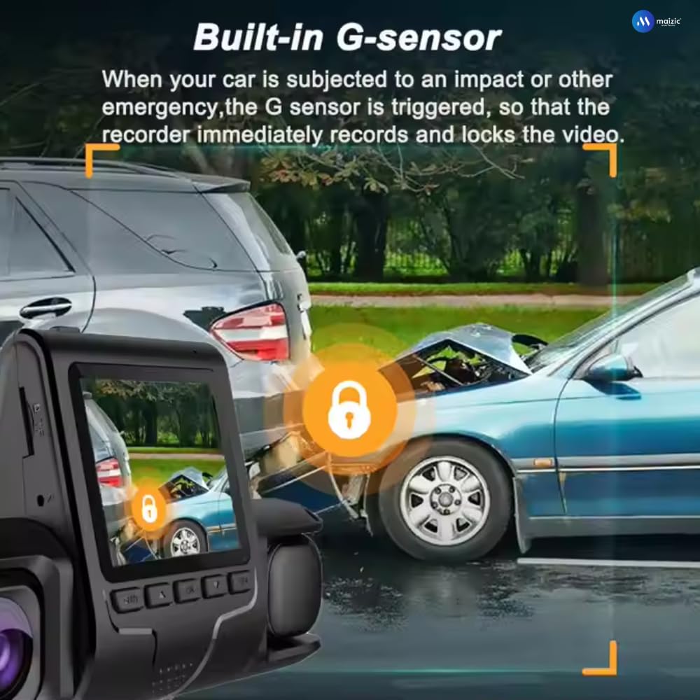 Grousale Navic Trio 3-Channel Dash Cam – 1080P Front, Rear & Cabin, Motion Detection, G-Sensor, Parking Monitor, 64GB SD Support