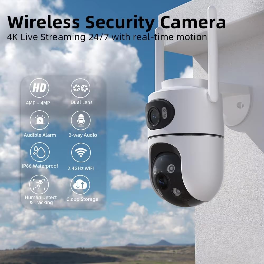 Grousale Supercam X2 Dual-Lens 4MP+4MP Wi-Fi Indoor CCTV Camera | 360° Pan & Tilt | HD View | Color Night Vision | Two-Way Audio | AI Motion & Human Detection | Built-in Audible Alarm