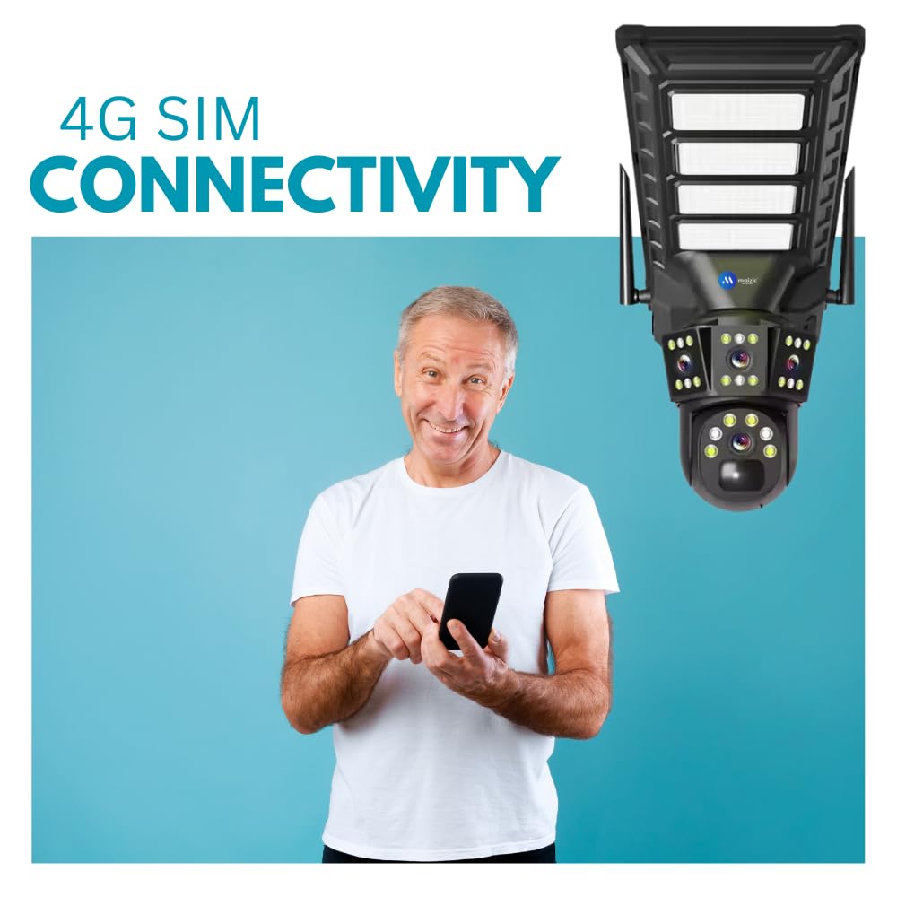 Renewed Grousale Photon X 12MP 4K 4G Solar CCTV Camera | SIM-Based with 100W Street Light | 18,000mAh Battery | 360° Pan-Tilt |IP66 Waterproof | Outdoor & Farm Security