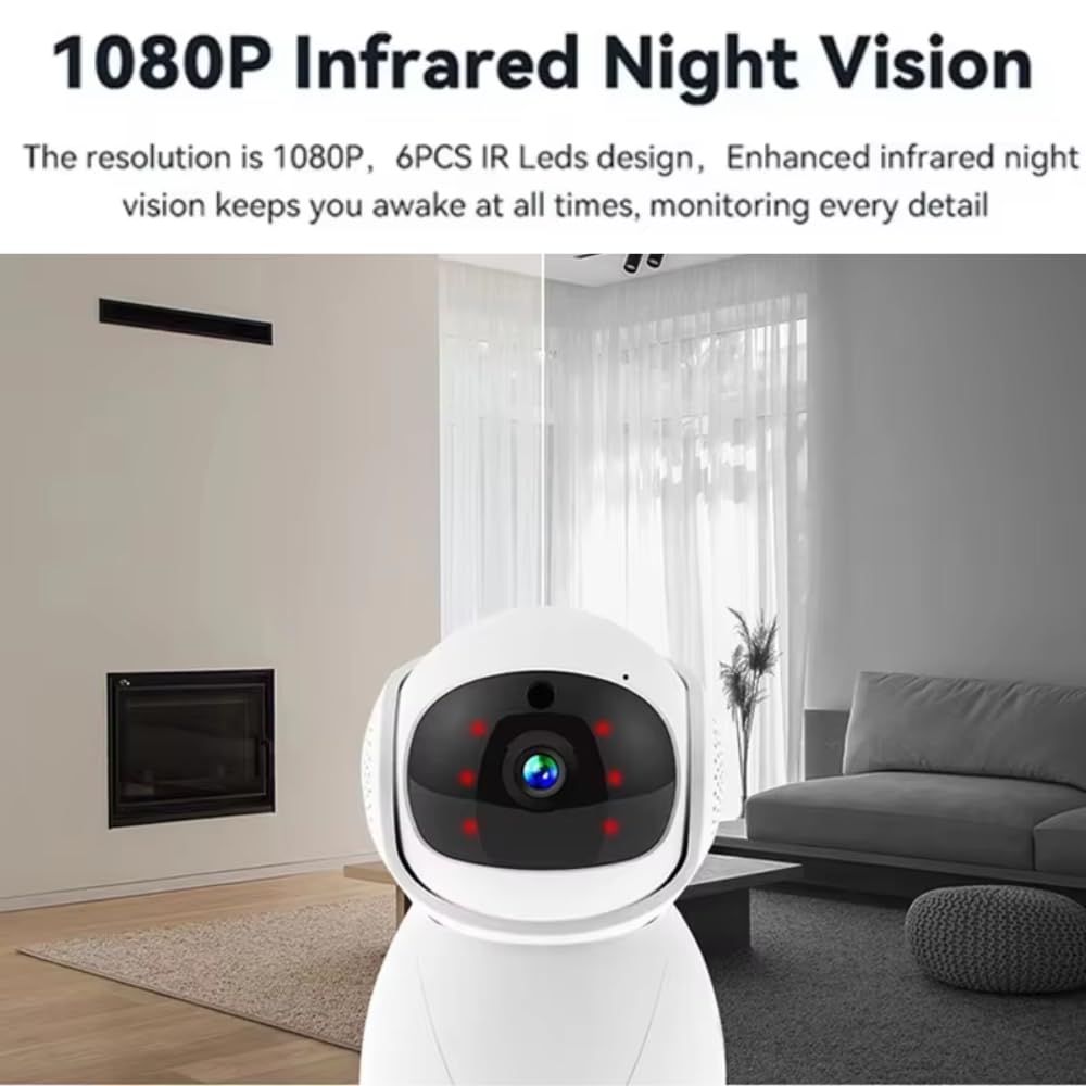 Renewed Grousale 360° Coverage 3 MP Smart CCTV Security WiFi Camera for Home, Two Way Talk, Night Vision, Motion Detection, Cloud & SD Card Recording, AI Human Detection