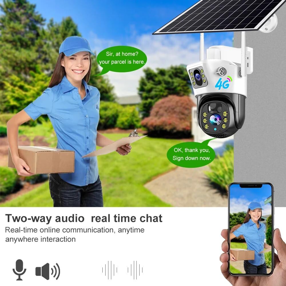4G Sim 4K 6+6 MP 2in1 Dual Lens/ Dual Screen Solar Camera