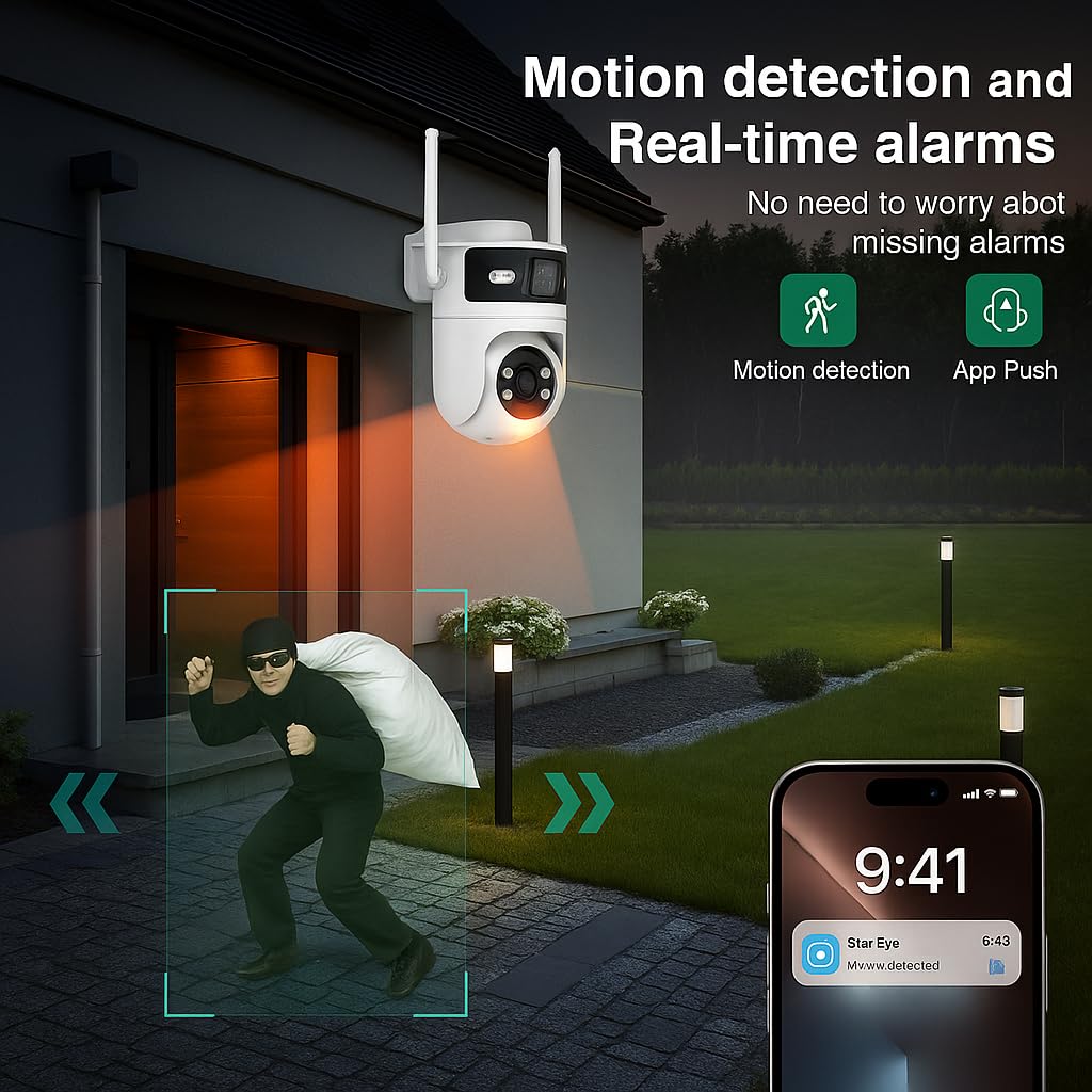 Grousale Supercam Syno WiFi CCTV Camera 4 MP+ 4 MP Full HD Home Security Smart Camera, 360 Degree Coverage, Night Vision, Two-Way Audio, Mobile App, Cloud & SD Card Recording