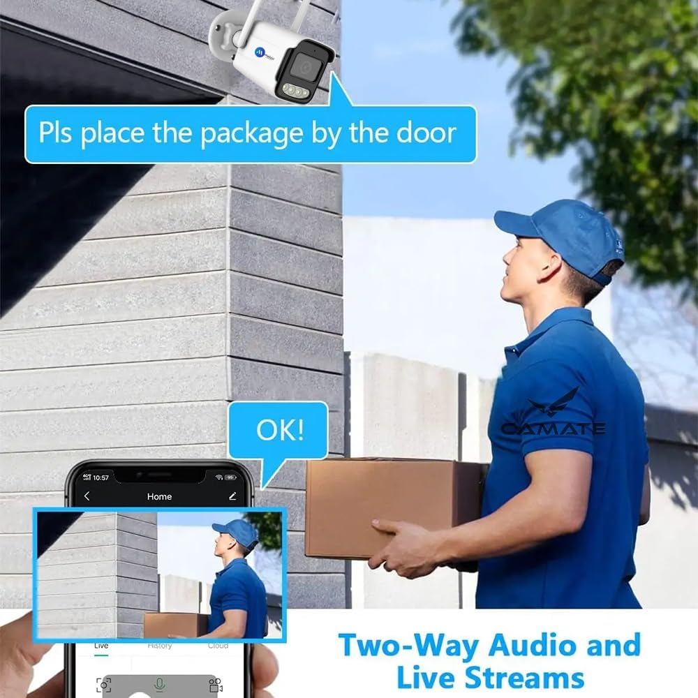 Grousale BulletX 4MP WiFi Outdoor CCTV Camera | Full HD, 360° View, 10X Zoom, Color Night Vision, Motion Detection, 2-Way Audio, SD Card Support (Up to 128GB)