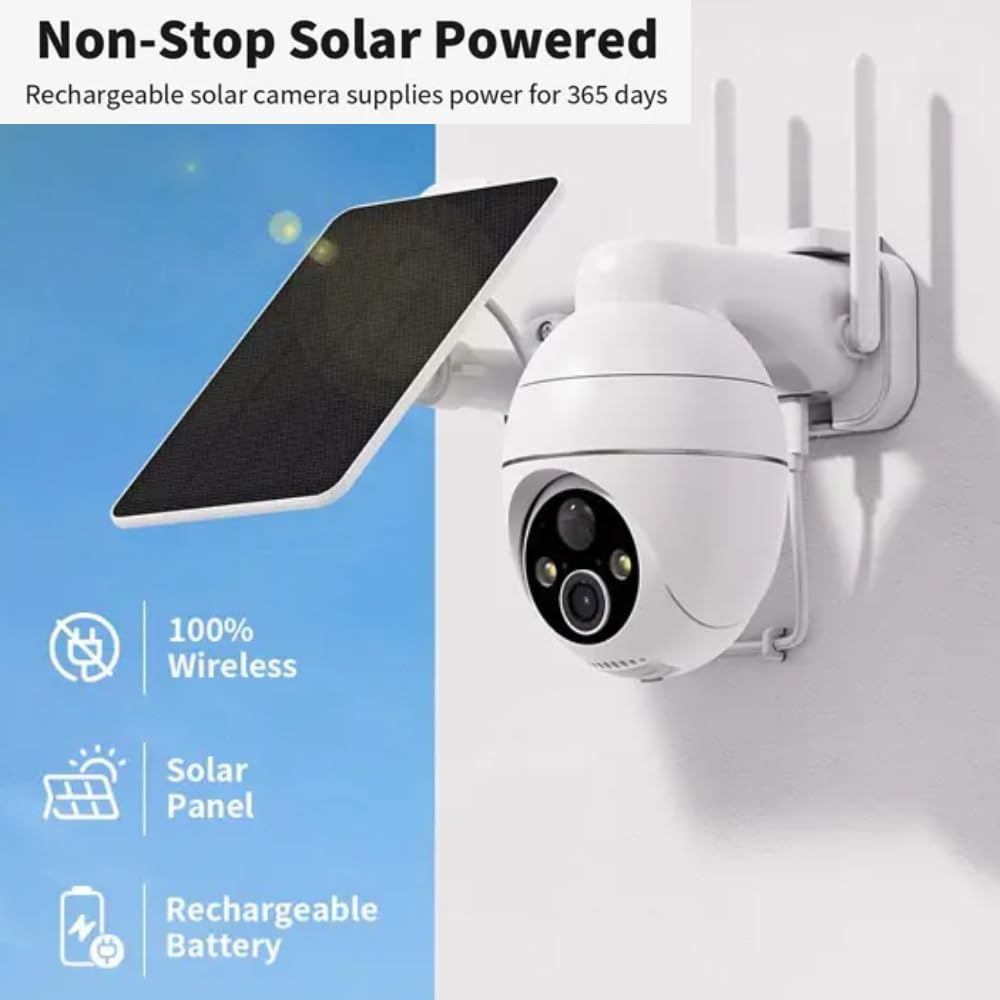 Grousale OvaCam 4G SIM Solar-Powered Outdoor CCTV Camera | Pan & Tilt Zoom, Color Night Vision, Motion Detection, 2-Way Talk, Weatherproof, Supports SD Card up to 256GB