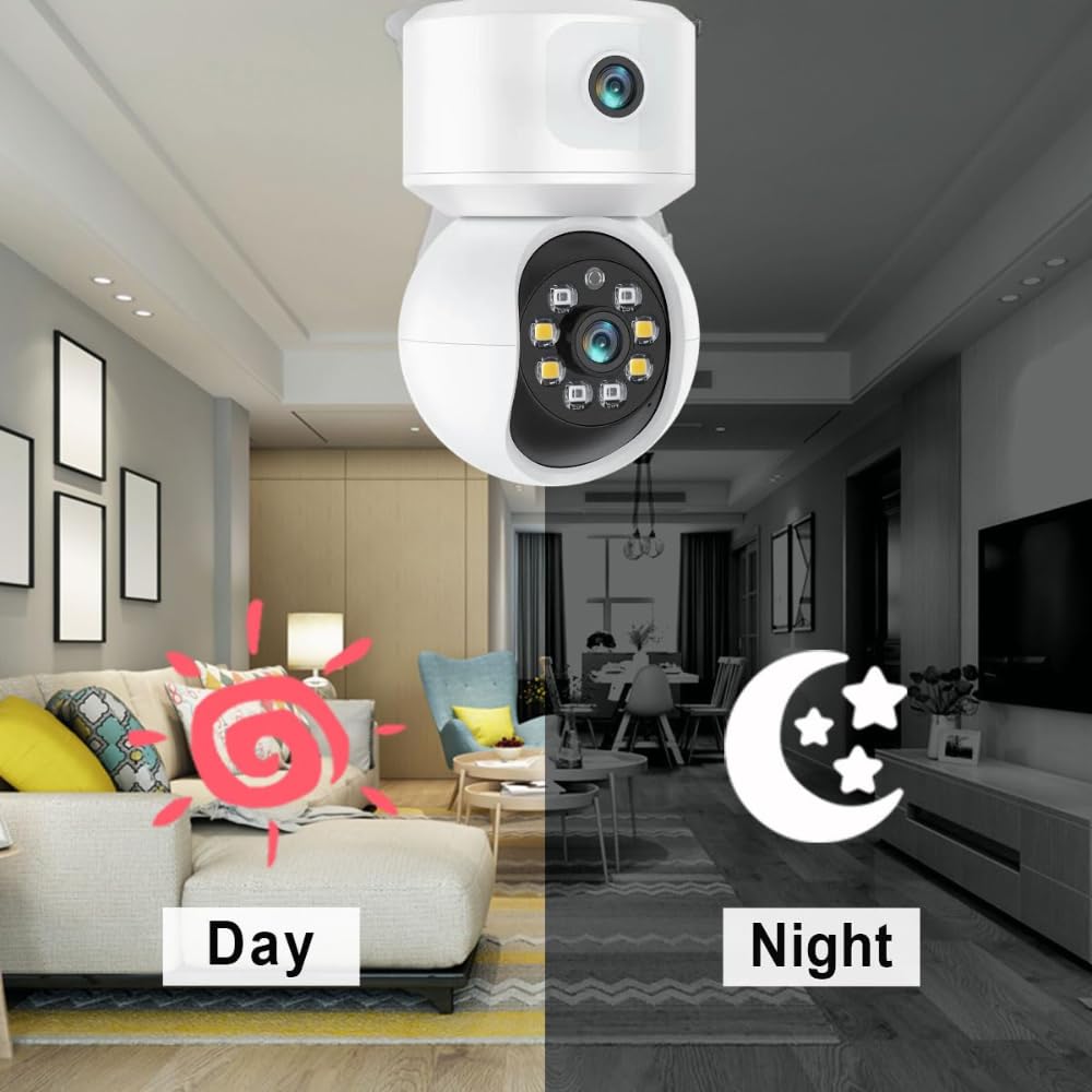 Renewed Grousale 4G SIM Dual Lens Indoor CCTV Camera | Dual Screen View, Color Night Vision, 2-Way Talk, AI Motion Detection, 128GB SD Support