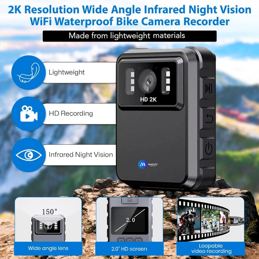 Grousale 4K Body Camera – 64GB, Night Vision, 150° Wide Angle, Waterproof – Clip-On Security Cam for Law Enforcement & Outdoor Use