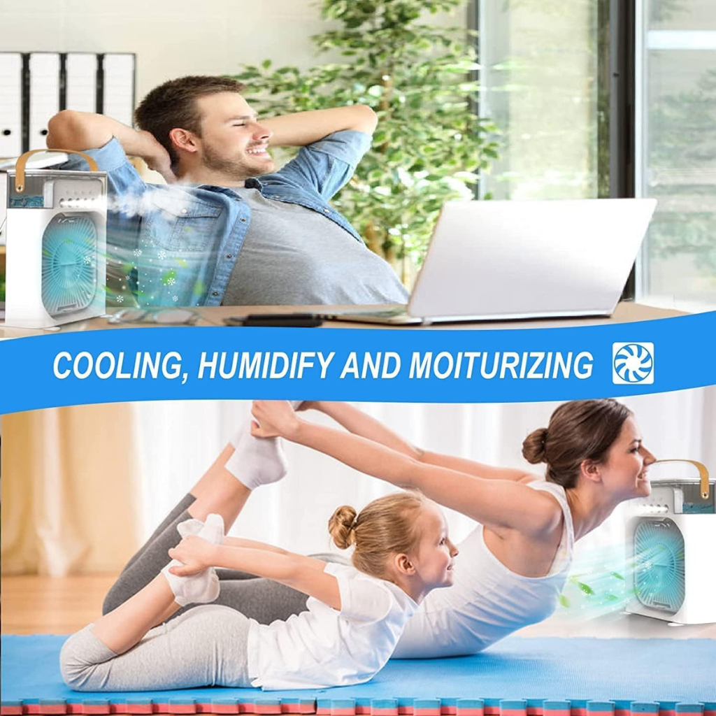 Mini Air Cooler Fan with light , Timer, 3 Wind Speeds and 3 Spray Modes MSH-020524 USB Air Cooler (WHITE)