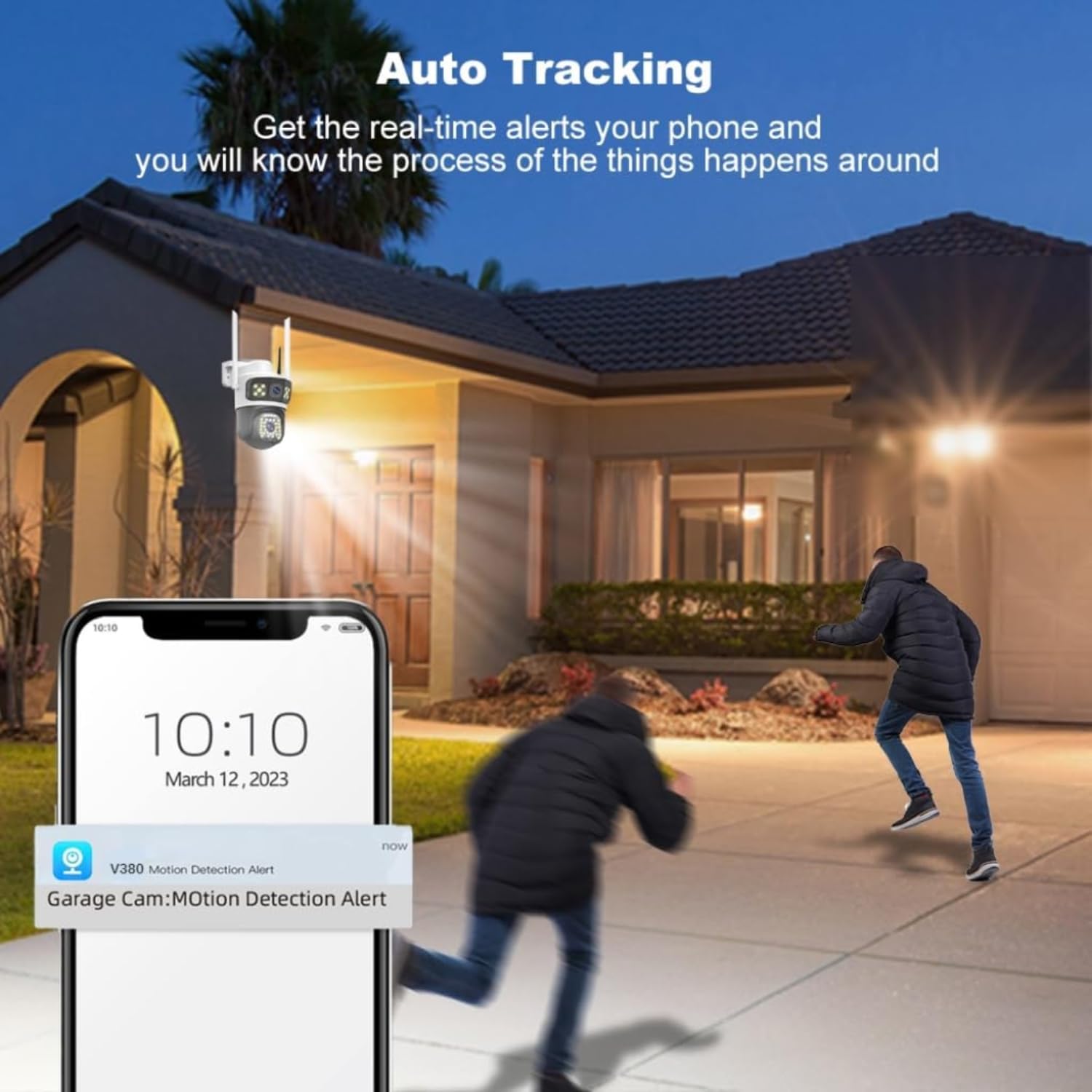 Grousale IRIS Max Dual Lens 5+5MP CCTV | Bullet + 360° PTZ | Color Night Vision | WiFi Outdoor Camera with Motion Detection & IP66 Waterproofing