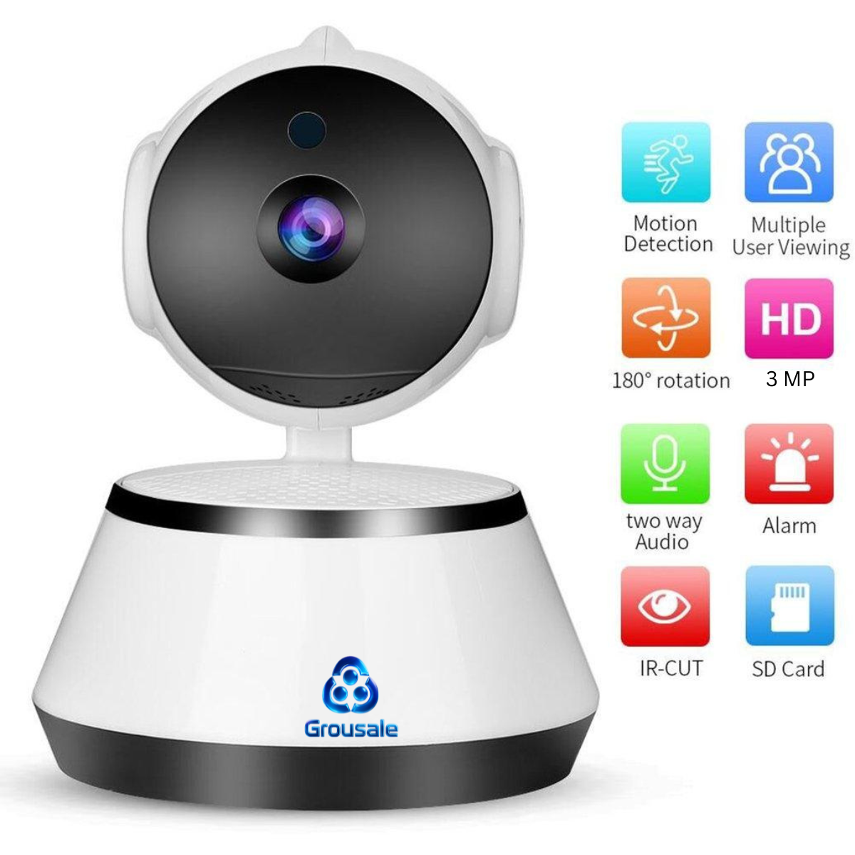 Grousale 3MP Full HD PTZ WiFi CCTV Camera – Wireless, AI Human Detection, Motion Alerts, Color Night Vision (No Antenna)