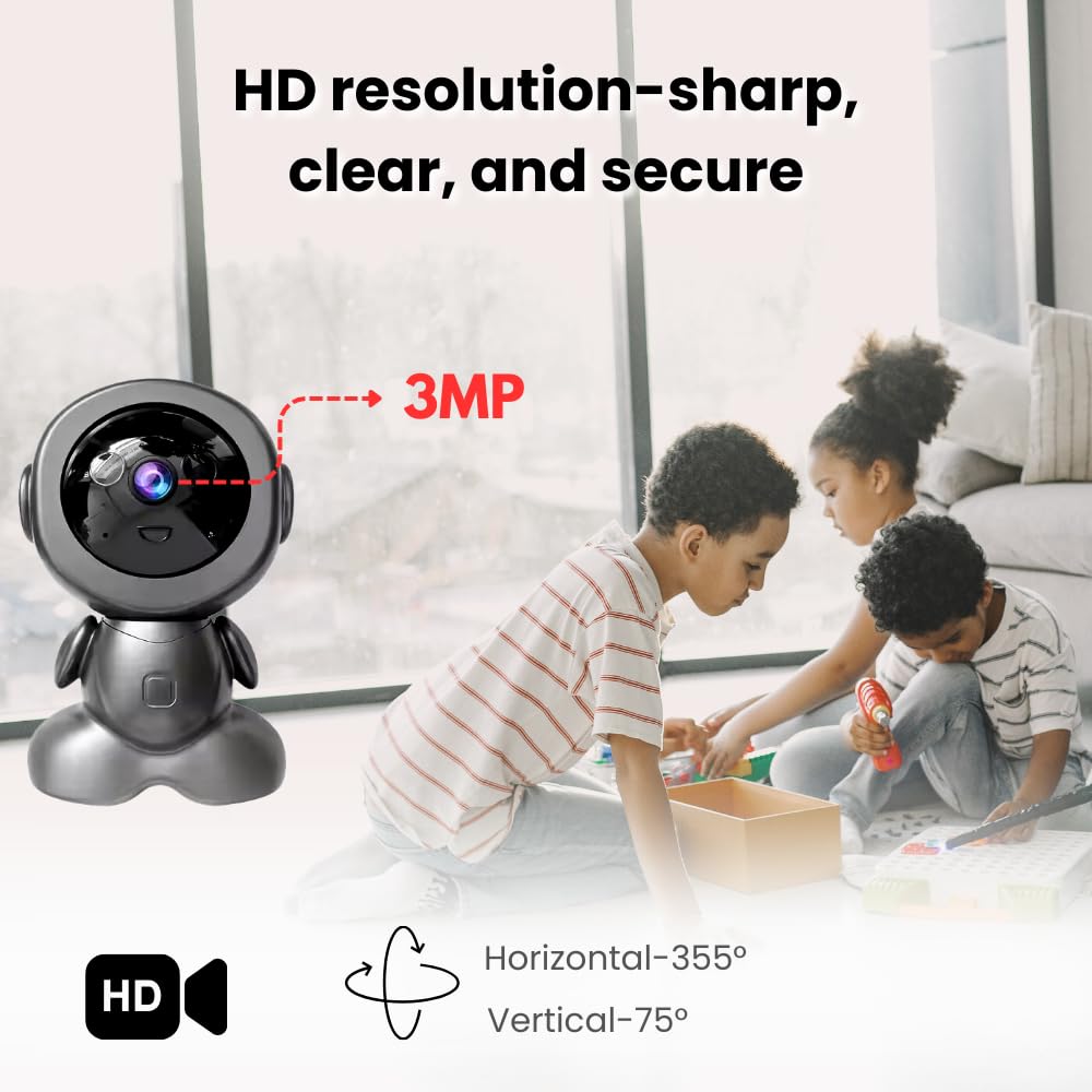 Grousale 3MP WiFi CCTV Camera (Pack of 2) | 360° View, AI Human Detection, Color Night Vision, Motion Tracking | Indoor & Outdoor Home Security