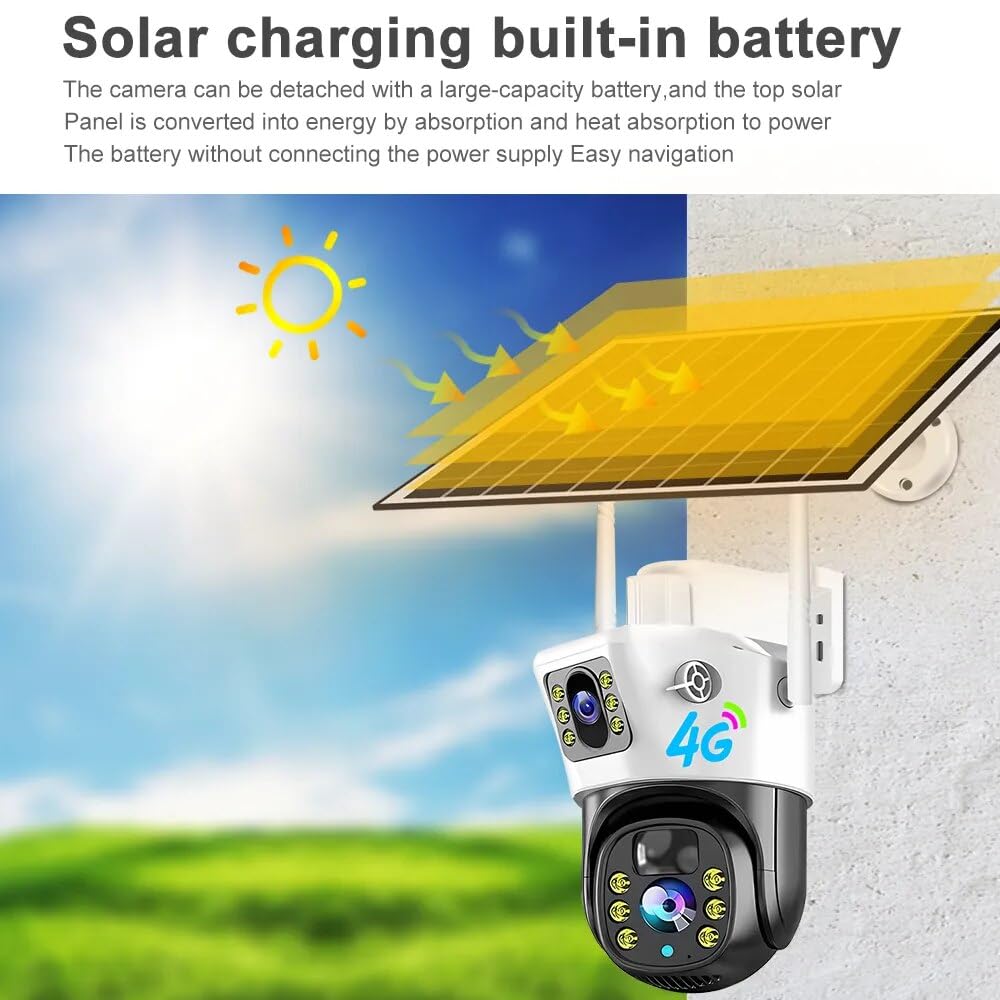 4G Sim 4K 6+6 MP 2in1 Dual Lens/ Dual Screen Solar Camera