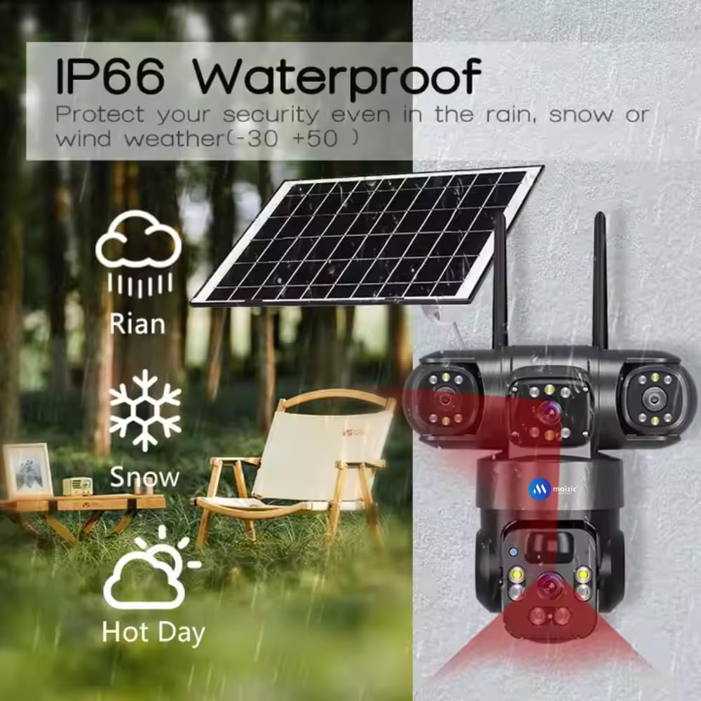 Renewed Grousale Batman Solar 4G CCTV Camera (5MP + 5MP) | Dual Lens, Triple Screen FHD View | Outdoor SIM Camera with Color Night Vision, Two-Way Talk, AI Motion Detection & All SIM Support