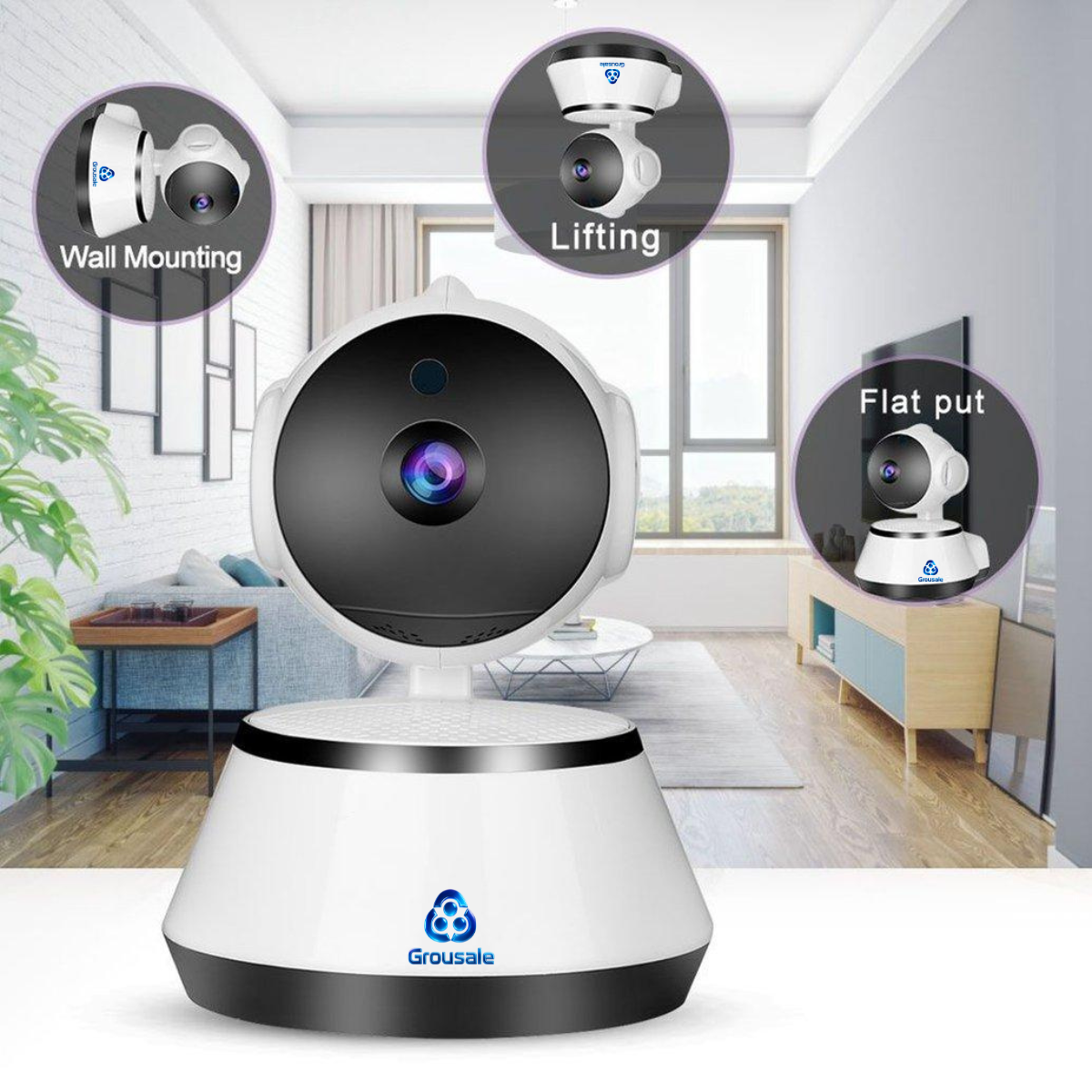Grousale 3MP Full HD PTZ WiFi CCTV Camera – Wireless, AI Human Detection, Motion Alerts, Color Night Vision (No Antenna)