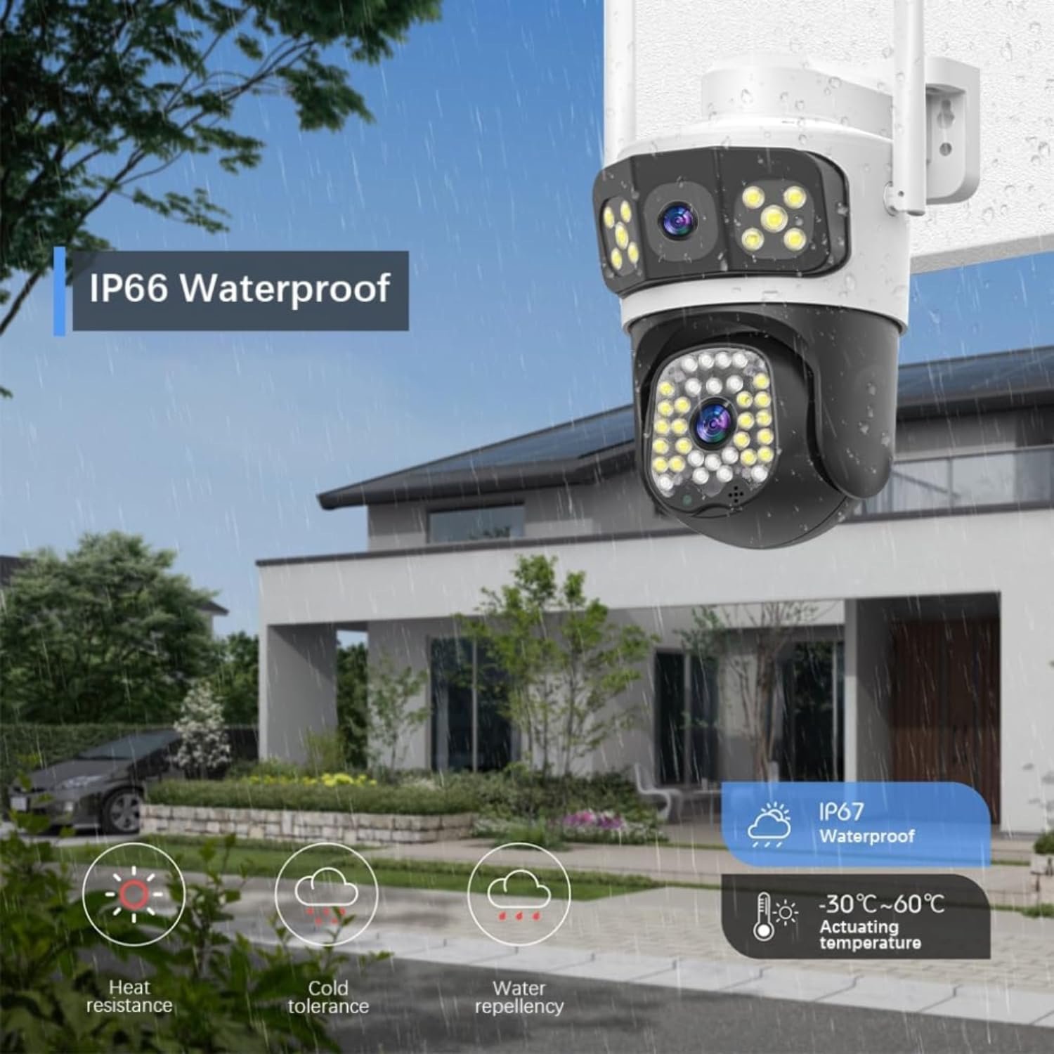 Grousale IRIS Max Dual Lens 5+5MP CCTV | Bullet + 360° PTZ | Color Night Vision | WiFi Outdoor Camera with Motion Detection & IP66 Waterproofing