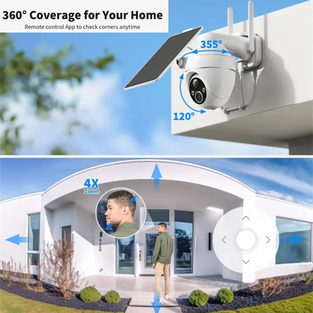 Grousale OvaCam 4G SIM Solar-Powered Outdoor CCTV Camera | Pan & Tilt Zoom, Color Night Vision, Motion Detection, 2-Way Talk, Weatherproof, Supports SD Card up to 256GB
