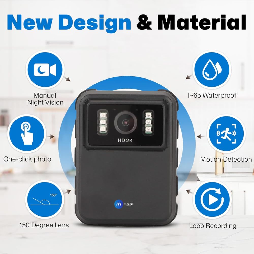 Grousale 4K Body Camera – 64GB, Night Vision, 150° Wide Angle, Waterproof – Clip-On Security Cam for Law Enforcement & Outdoor Use