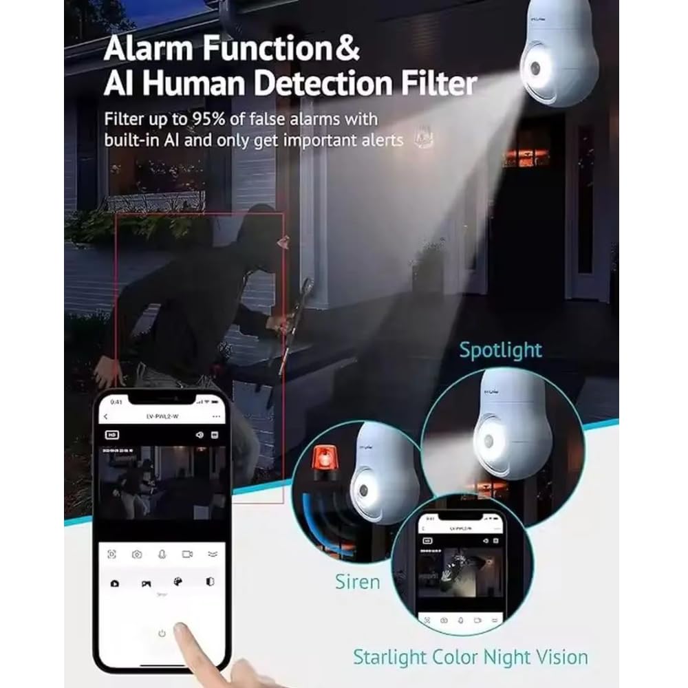 Grousale Orbit 360° Dual Pack | 3MP Wi-Fi Bulb CCTV Camera with Motion Tracking, Color Night Vision, Two-Way Audio | Compatible with B22 & E27 Holders (Pack of 2)