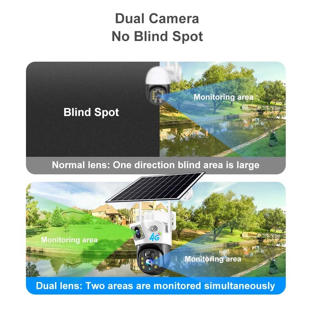 4G Sim 4K 6+6 MP 2in1 Dual Lens/ Dual Screen Solar Camera