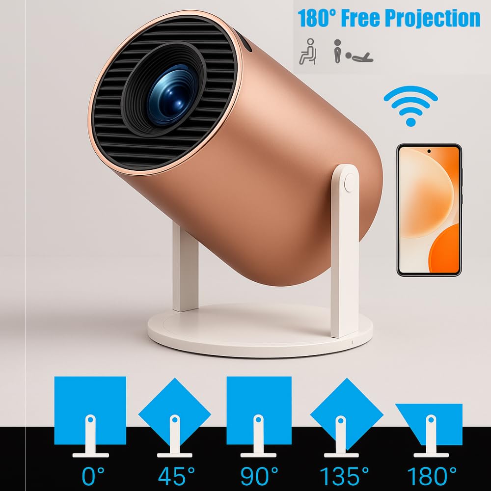 Grousale Rose 2X Android Smart Projector | 13.0 OS | 950S Chip | Native 800P, Supports 1080P & 4K | 4D & Auto Keystone | Netflix, Prime, Wi-Fi, Bluetooth | Screen Mirroring
