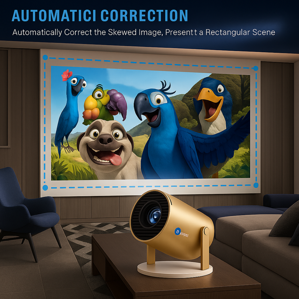 Grousale Golden 2X Smart Projector | 800P Native, 1080p & 4K Support | Android 13.0, 950S Chip | Auto 4D Keystone, Netflix, Prime, WiFi & Bluetooth